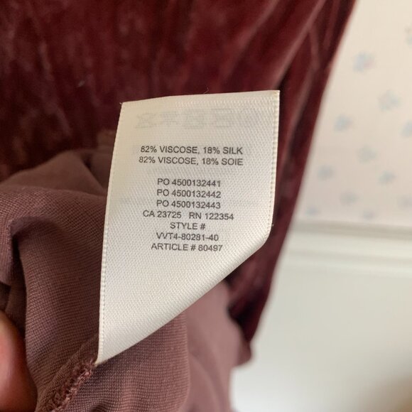 Aritzia Wilfred Spritz dress Pink Truffle Velvet Silk Midi Dress Size S - Picture 7 of 9